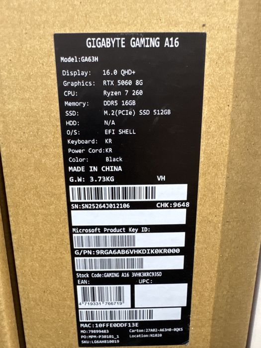 Gigabyte A16  Amd Ryzen 7-260