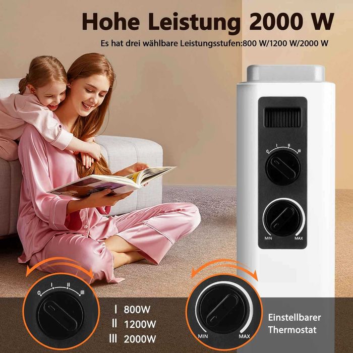 Електрически конветкор Aigostar 2000W с 3 нива на мощност и термостат