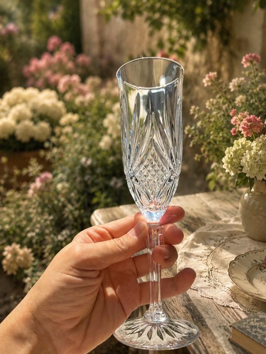 Set 5 pahare cristal sampanie Cristal de France impecabile