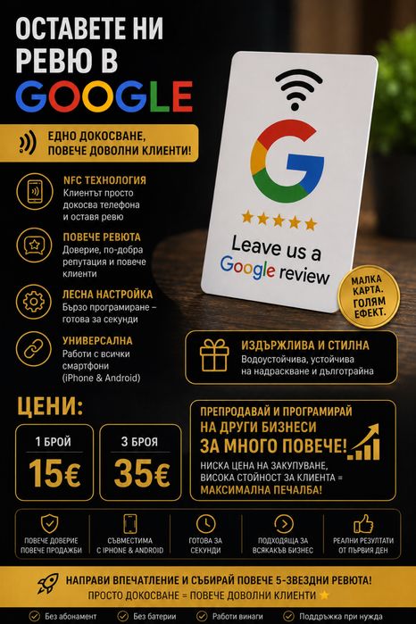 NFC карти Google Reviews. Лесно програмиране чрез NFC-съвместим смартфон