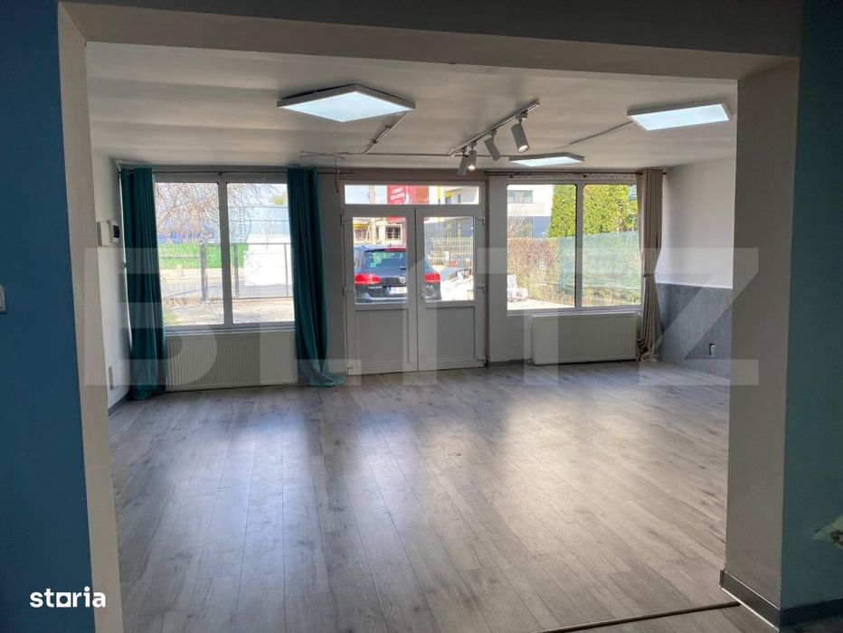 Spatiu comercial, 100 mp cladire, 200 mp curte/parcare, zona Frumoasa