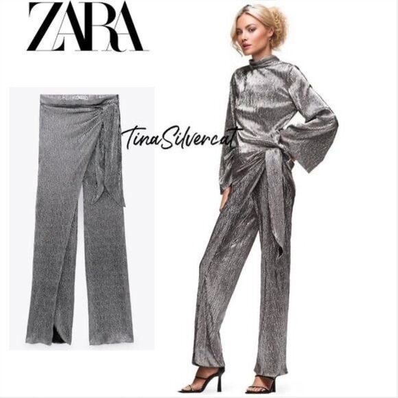 Комплект блуза и панталон с прехлупване ZARA