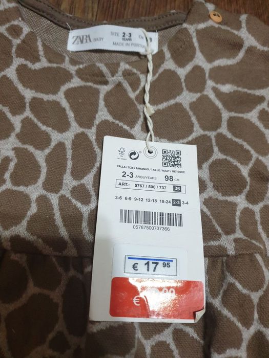 Теплое платье Zara на 2-3 года