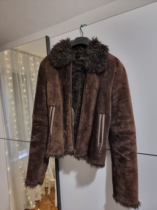 Geaca piele Mango imblanita