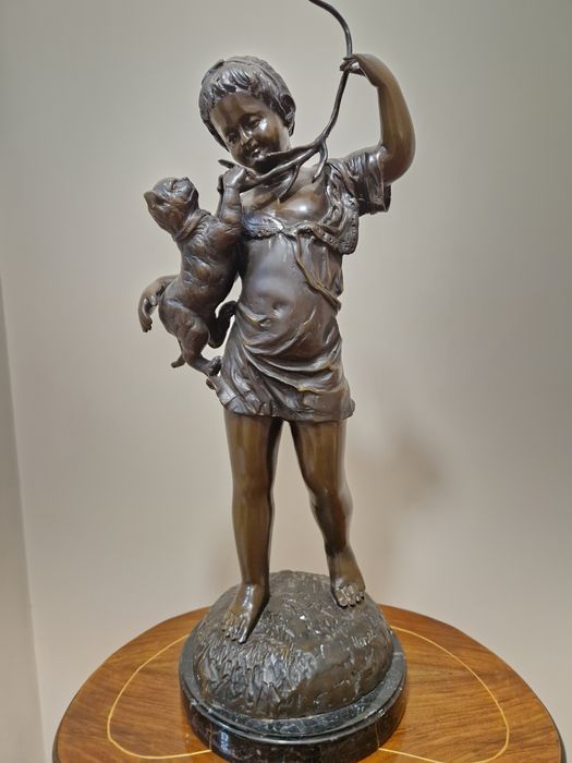 Уникална антикварна френска бронзова фигура скулптура