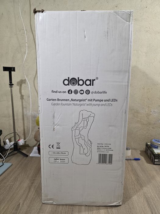 Декоративен градински фонтан „Naturgeist“ dobar® (пън с LED осветление и помпа)