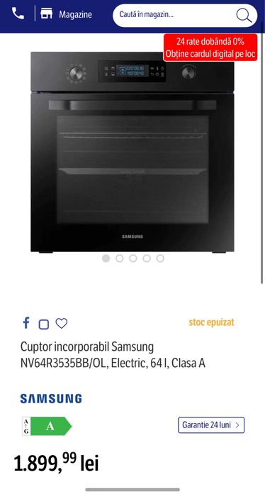 Cuptor incorporabil Samsung Dual Cook  model NV64R3535BB(model 2021)