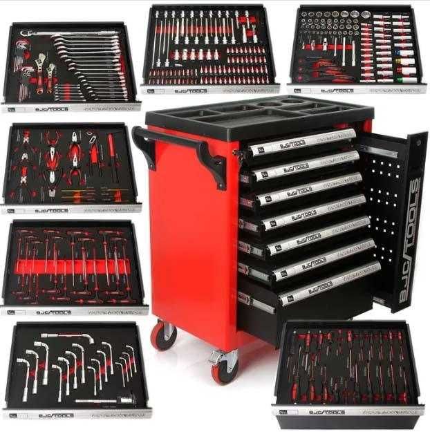 Dulap de scule complet echipat Profesional 298 piese 7 sertare