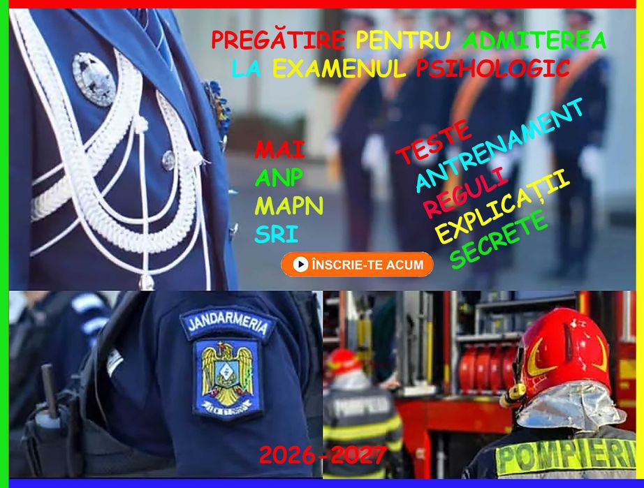 Pregătire pentru admiterea la examenul psihologic din cadrul MAI, ANP, MApN, SRI