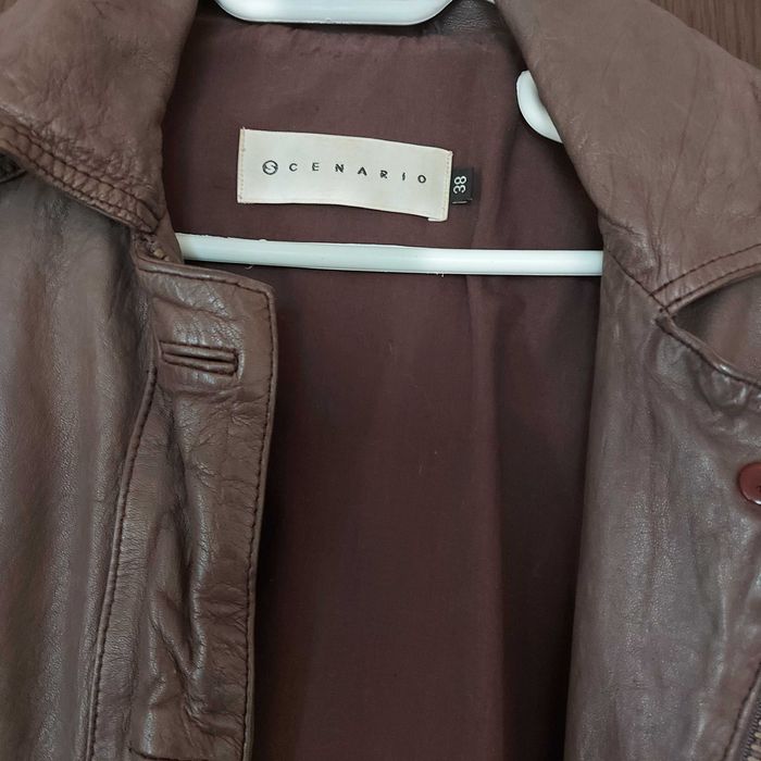 Кафяво яке от естествена кожа размер 38