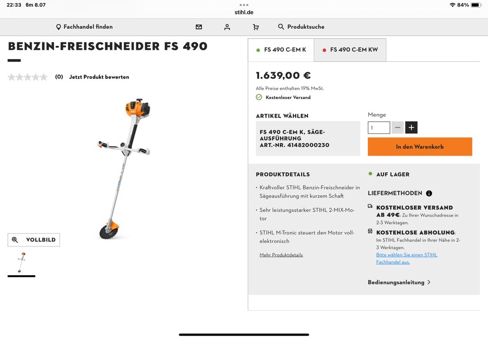 STIHL SF 490 C - M K бензинов храсторез