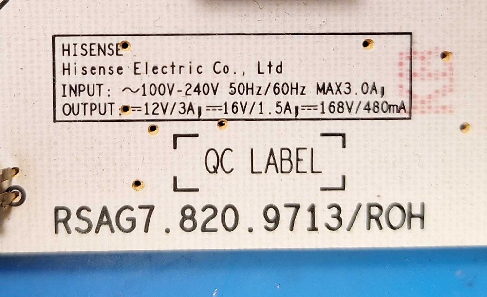 Module TV Hisesne 50A7500F: RSAG7.820.9713/ROH, RSAG7.820.9580/ROH