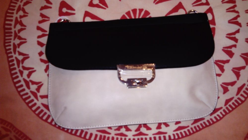 Нова чанта Тамарис, 30х20 см. Черно и бежово.