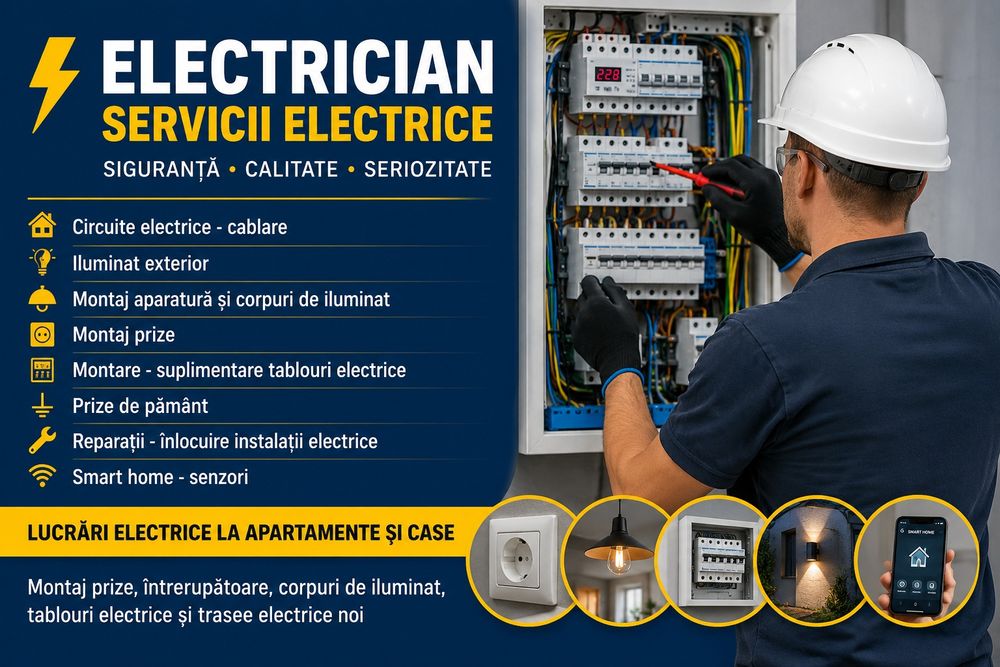 Electrician – Instalații Electrice, Prize, Tablouri, Iluminat, Smart Home