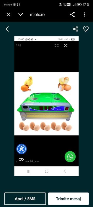 Incubator automat de găini