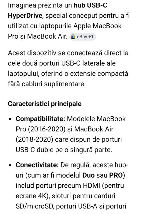 Port transfer Hyper-Drive pentru laptop Apple  MacBook
