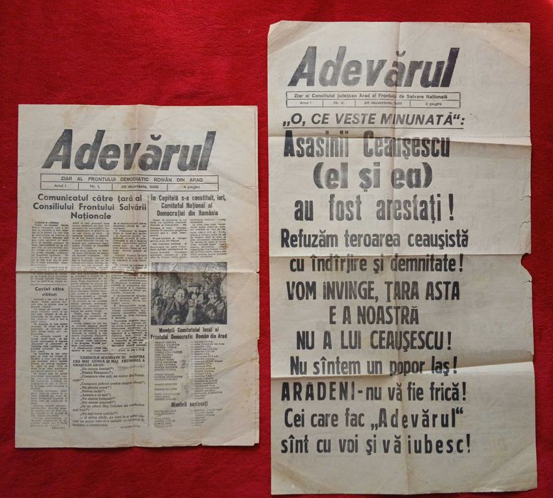 Ziarul "Adevărul" (de Arad), nr. 1 și 2, 23-24 decembrie 1989