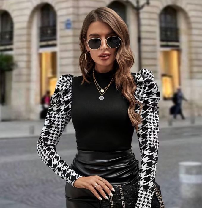 Bluza eleganta neagra cu alb