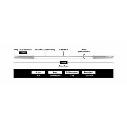 Weightlifting Bar 15 Kg, 50/51mm