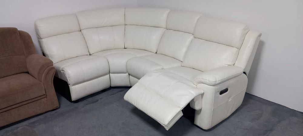 ПРОМОЦИЯ! Светло кремав ъглов диван с електрически релакс механизъм