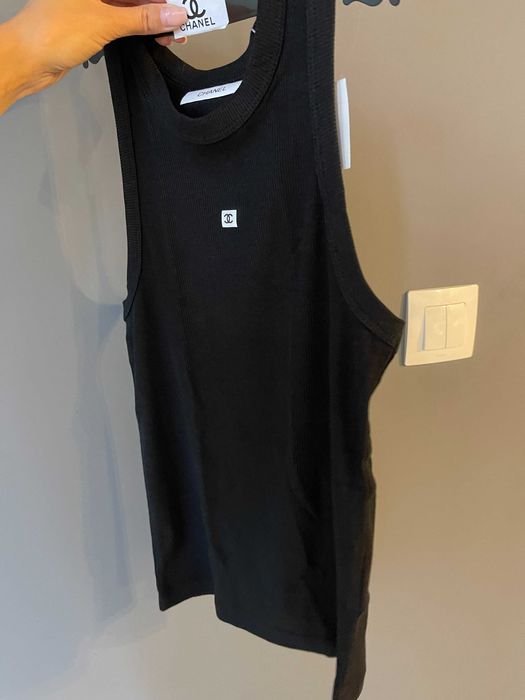 chanel шанел топ потник черен памучен тениска черна лятна летен