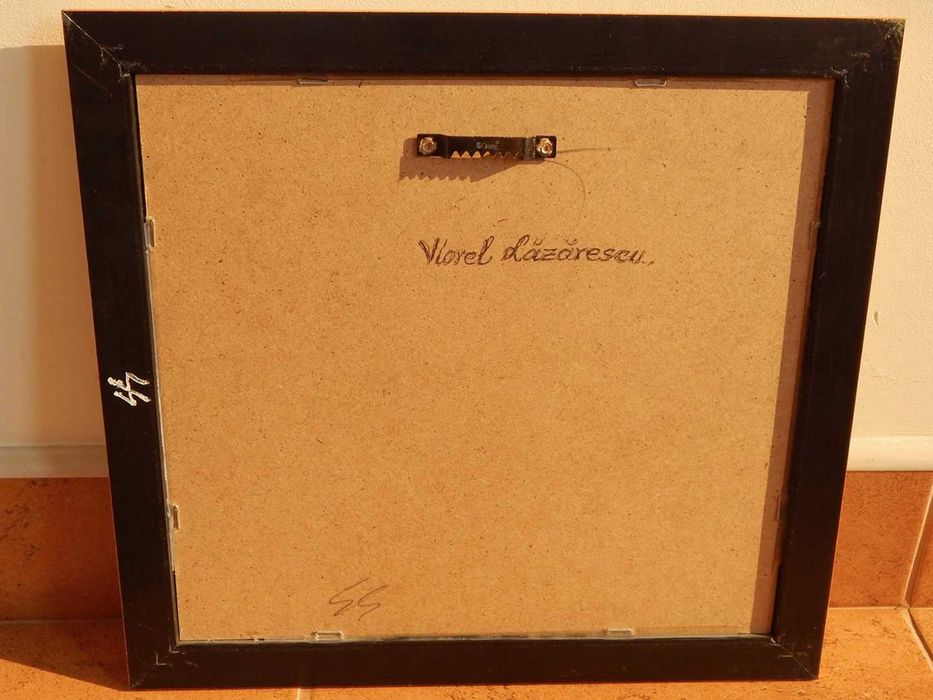 Tablou pictura pastel vaza cu flori 34 X 32.5 cm Viorel Lazarescu