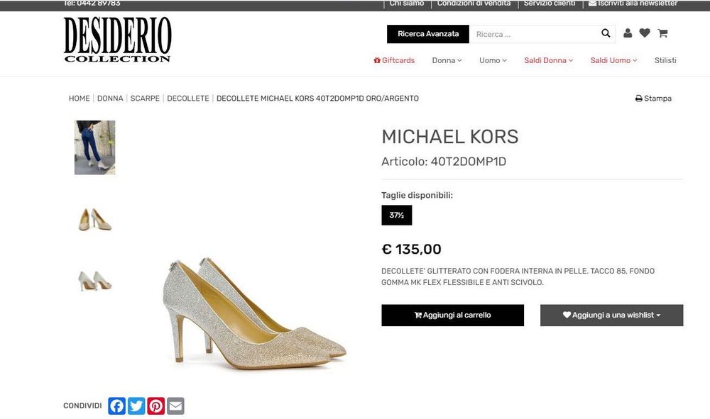 Pantofi cu toc Michael Michael Kors glitter aurii argintii 37.5