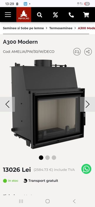 Termosemeneu A 300 Modern, căptușit cu samota