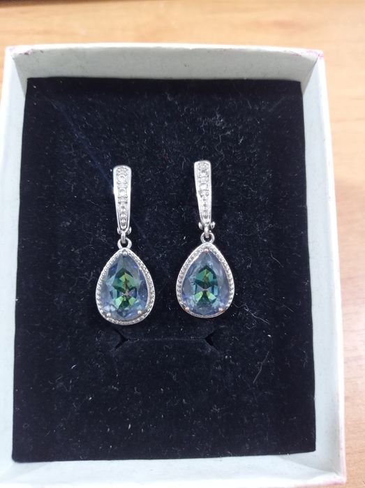 Серьги посеребреные с Цирконием стоит проба 925 сияют как бриллиантики