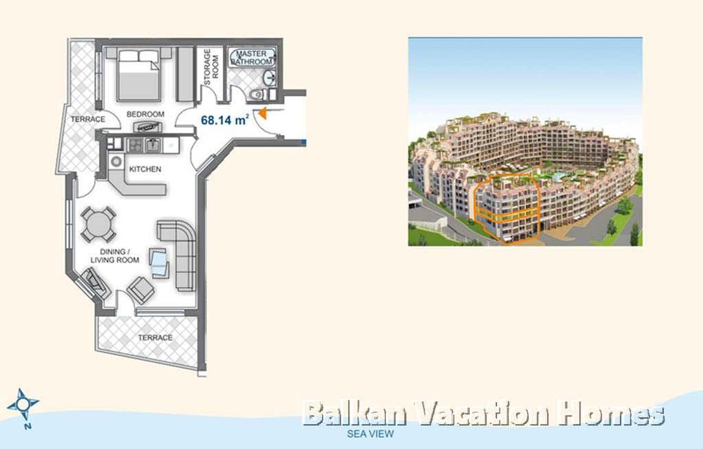 Очарователен двустаен апартамент с морска гледка в комплекс ”Varna South Bay Residence”