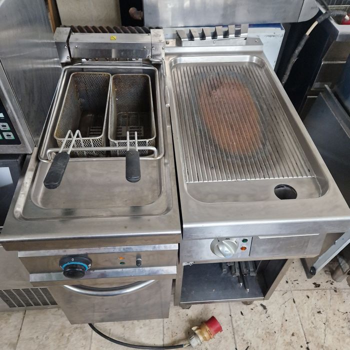 Feliator, Friteuza de inox cu robinet și banc, la 380v