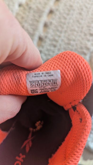 Детски маратонки Reebok номер 31 за краче 19,5 см, за момиче