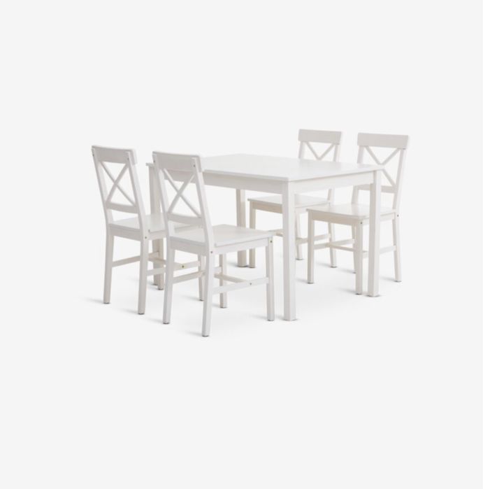 Бели маса и 6 стола за хухня