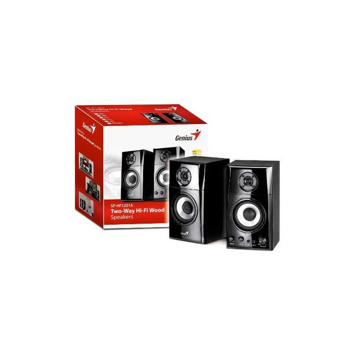 BOXE Stereo 2.0 GENIUS SP-HF1201A, putere 2 x 30 W RMS, 2 căi (woofer 4” + tweeter), egalizor grafic (volum, bass și înalte) LEMN - NOU / SIGILAT