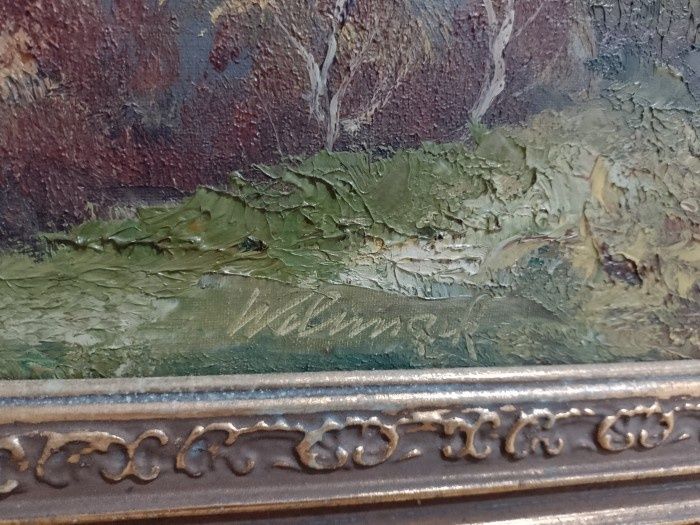 Tablou Ulei pe pânză o lucrare foarte veche semnata încadrată într-o r