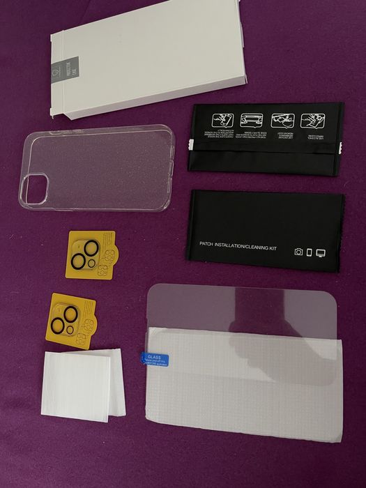Set husă plus folie sticla camera și fată iPhone 14 plus