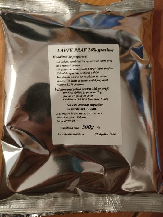 Lapte de consum .
Lapte praf 14 ron per bucata
Lapte pr