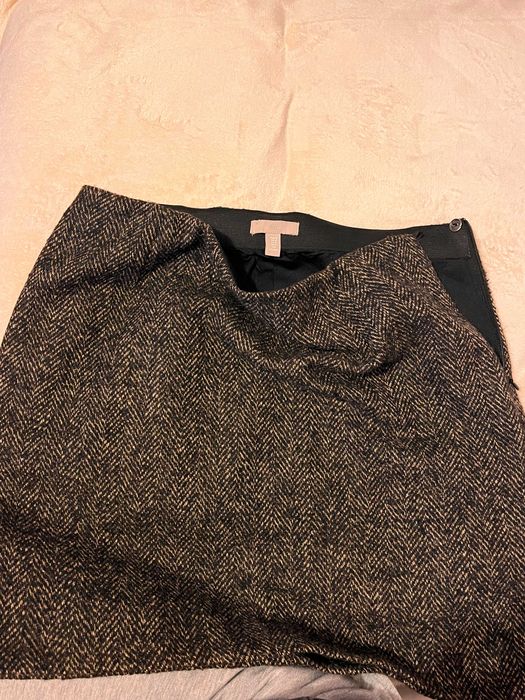 Fusta mini H&M cu model herringbone maro/negru