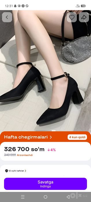 kablok tufli 39 razmer ayollar uchun