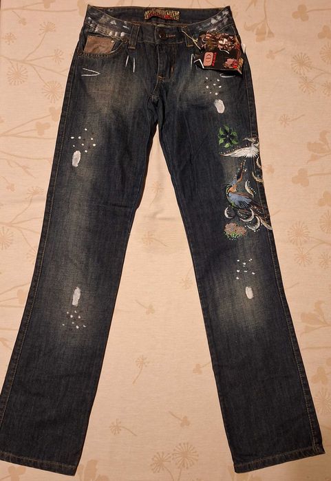 Blugi de damă Christian Dior noi, cu imprimeuri și broderii mărimea 27