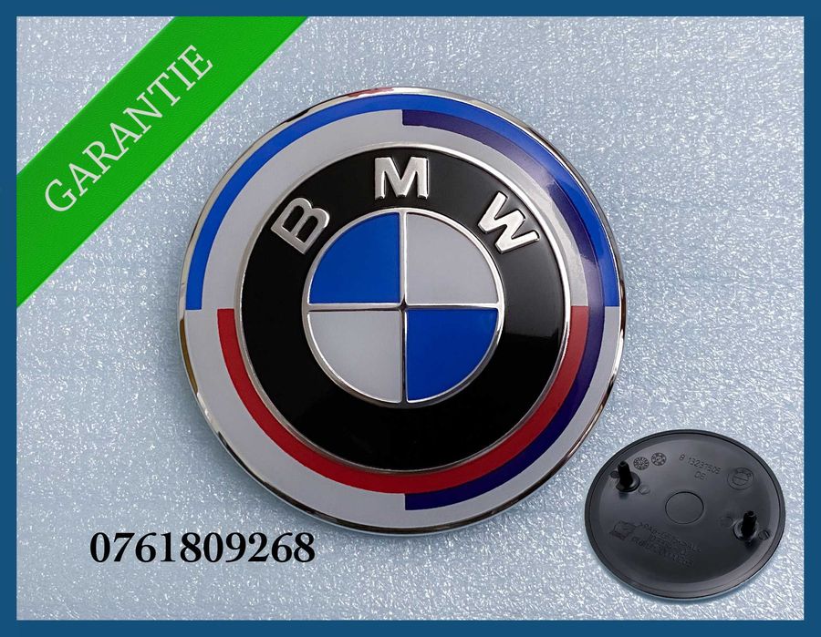 Emblema logo model aniversar BMW pentru capota / portbagaj 82mm