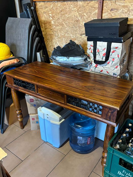 Vand Masa/Birou lemn masiv si Scaun din piele