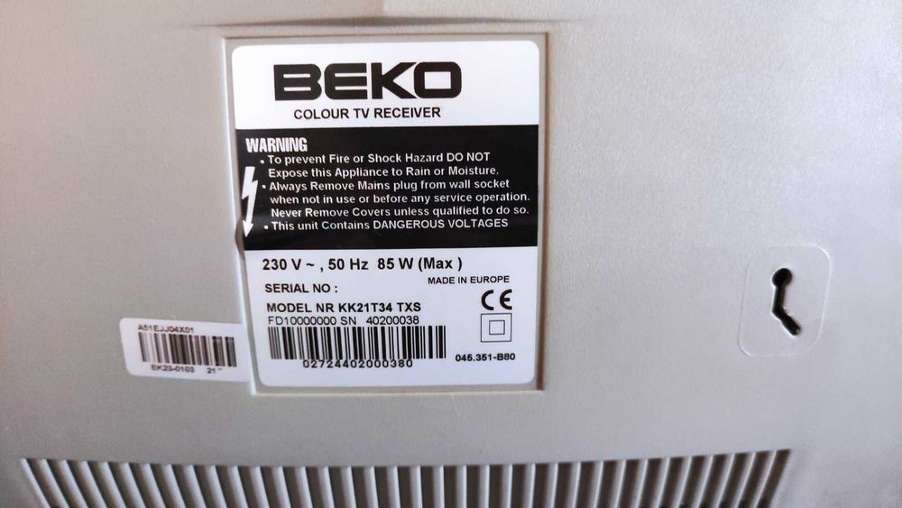 Продавам Телевизор Beko NR KK21T34, 21 инча, 52 см диагонал, работещ