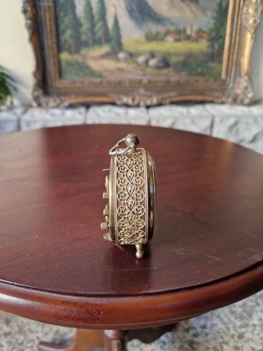 Прекрасен антикварен колекционерски немски бронзов будилник Blessing