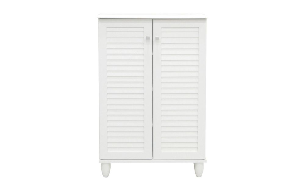 Красив шкаф за обувки в бял цвят