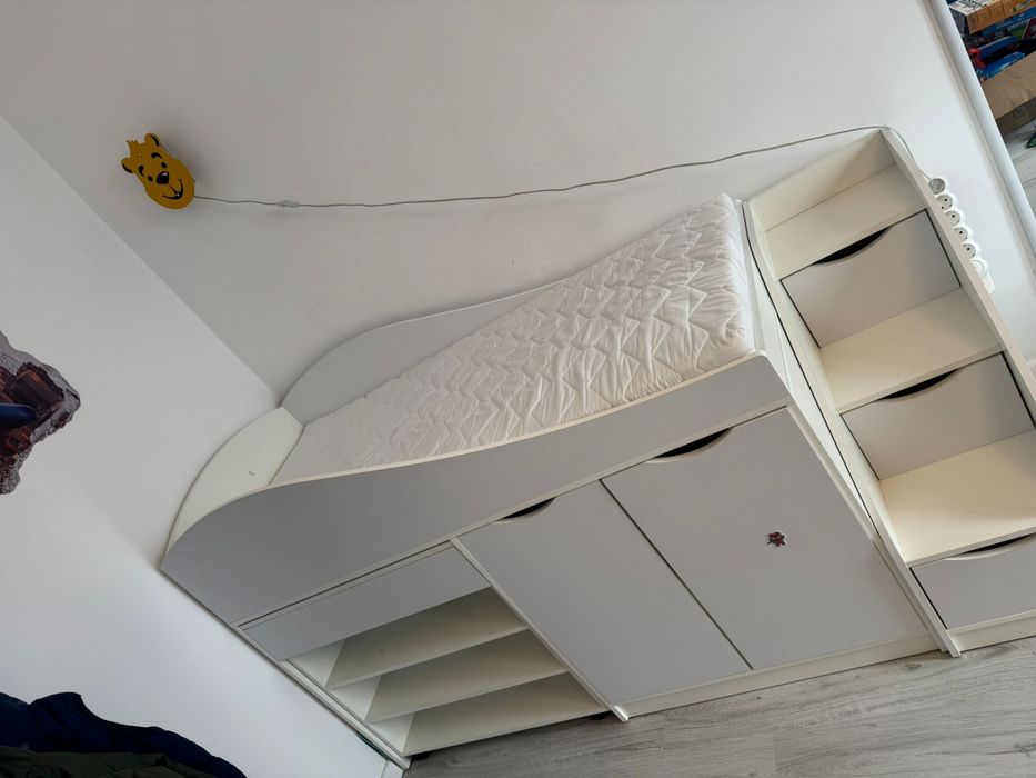 Pat copii + dulapior+ birou+ saltea 0.7m/ 1.6m