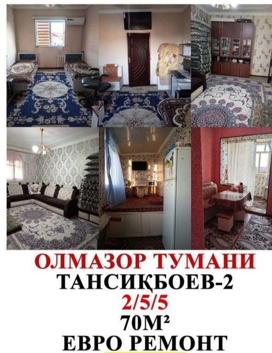 2 xona uy sotiladi yevro remont balkon 2/6 Ipateka beriladi