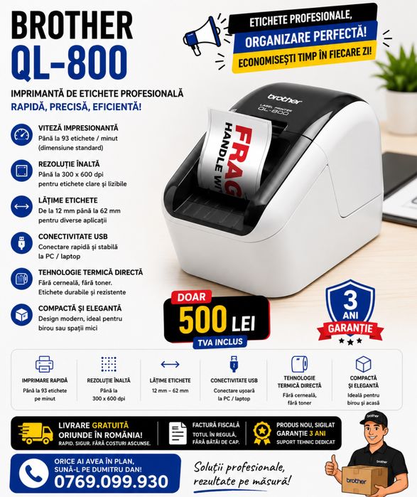 Brother QL-800 | Produs nou, sigilat | Livrare gratuita
