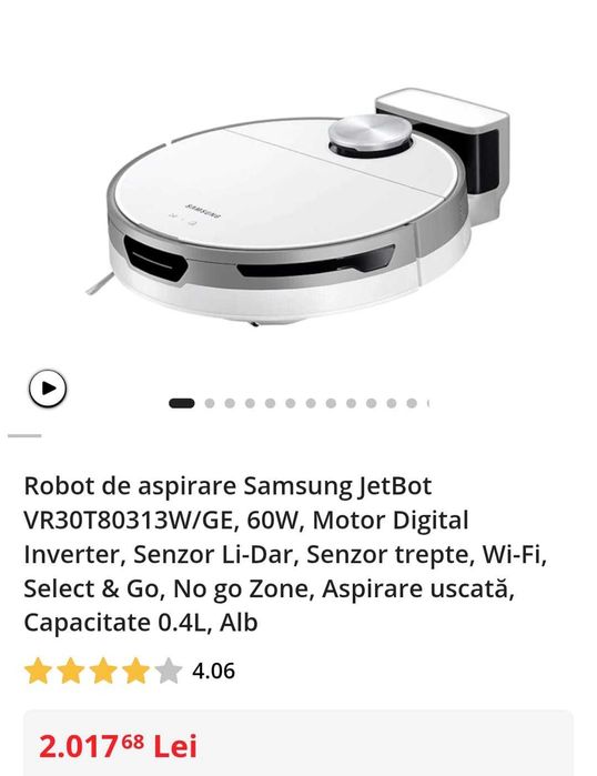 Aspirator robot Samsung Jet Bot VR30T80313W/GE