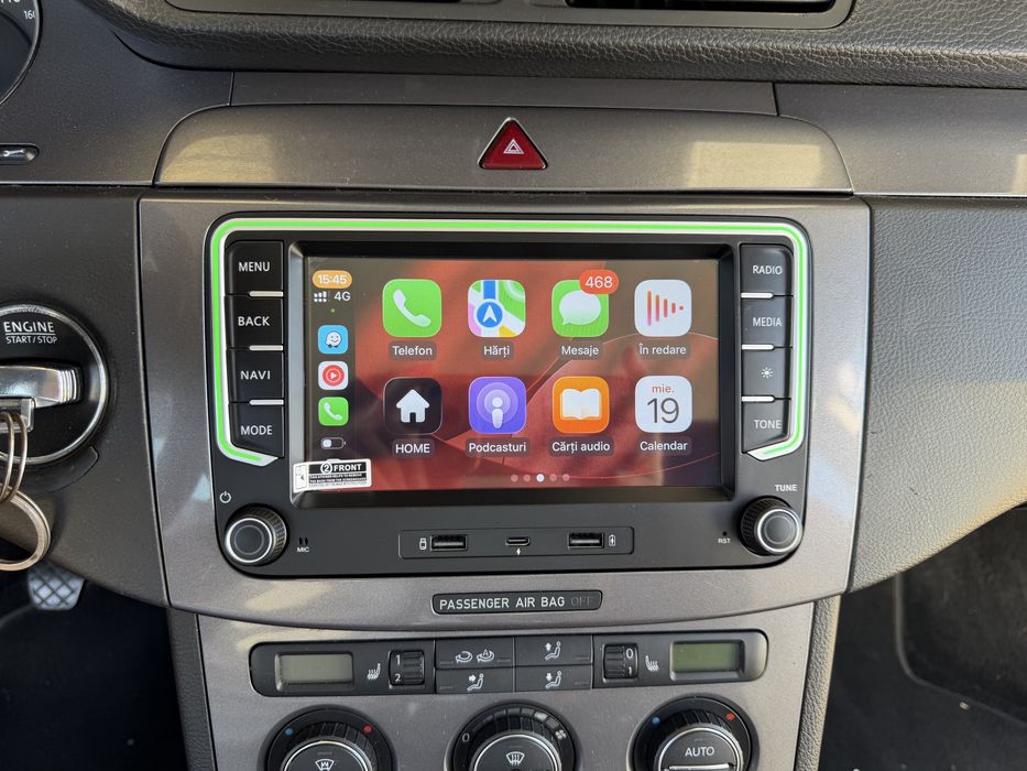 Navigatie cu lumini ambientale  VW Golf 5 6 Passat B6 b7 CC Tiguan Touran Eos Polo T5 Jetta  Sharan Skoda Octavia 2 Fabia Seat Carplay Android Auto